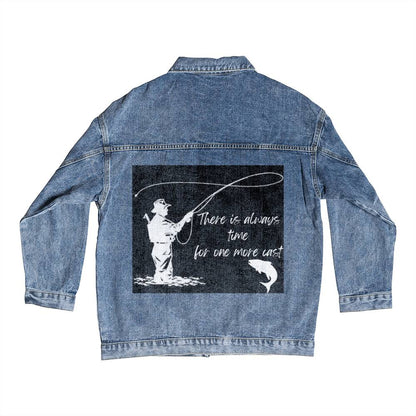 Men Fishing theme jean jacket