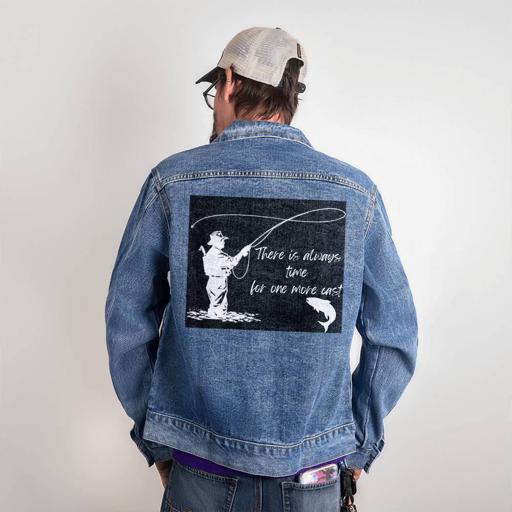 Men Fishing theme jean jacket