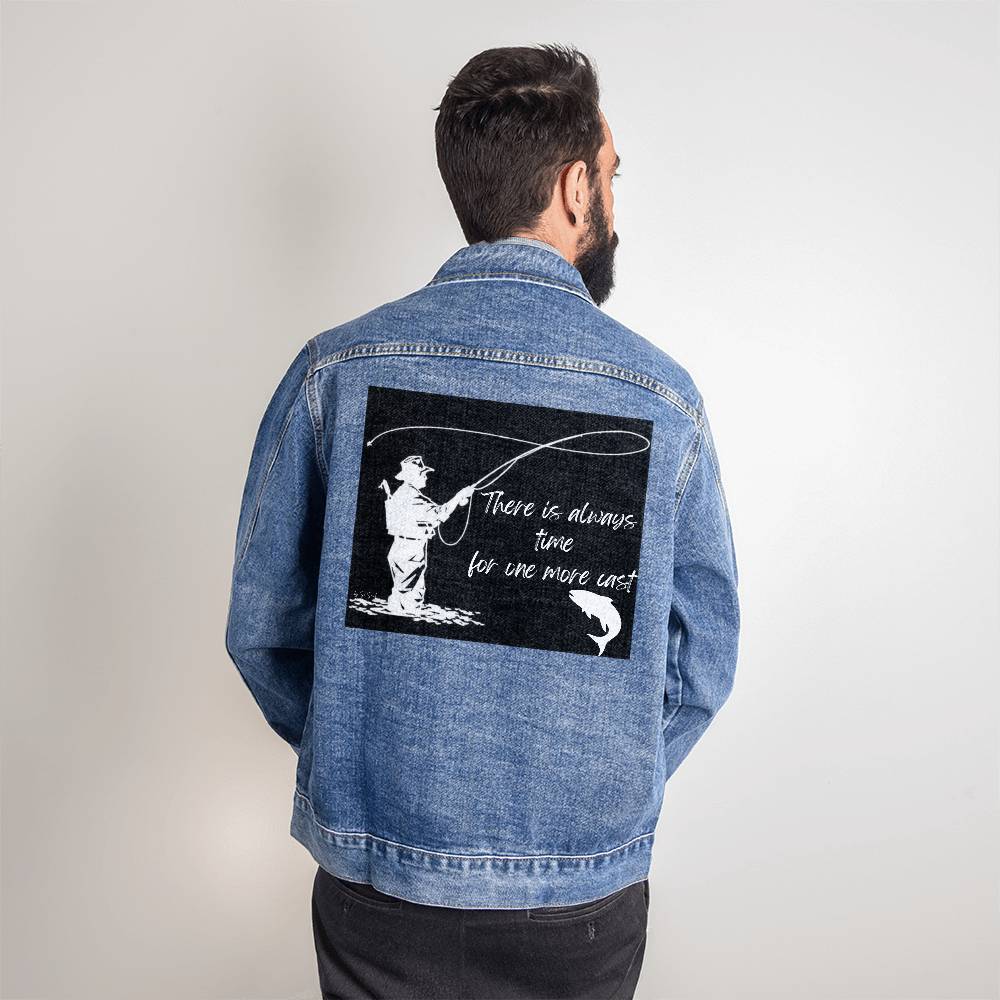 Men Fishing theme jean jacket