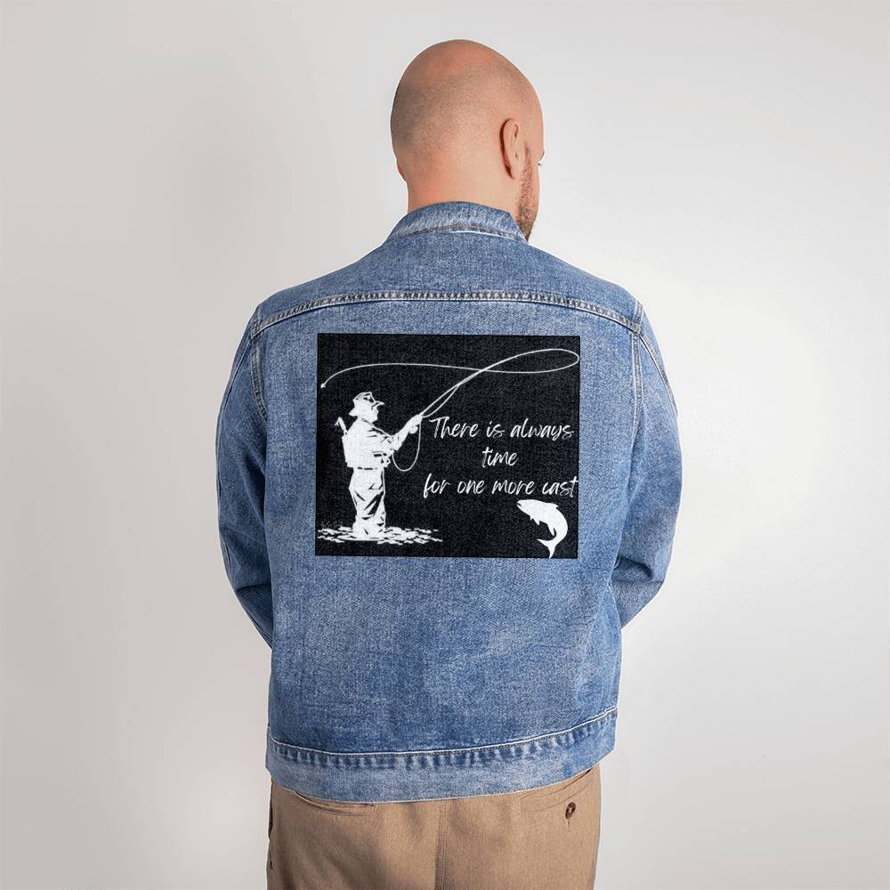 Men Fishing theme jean jacket