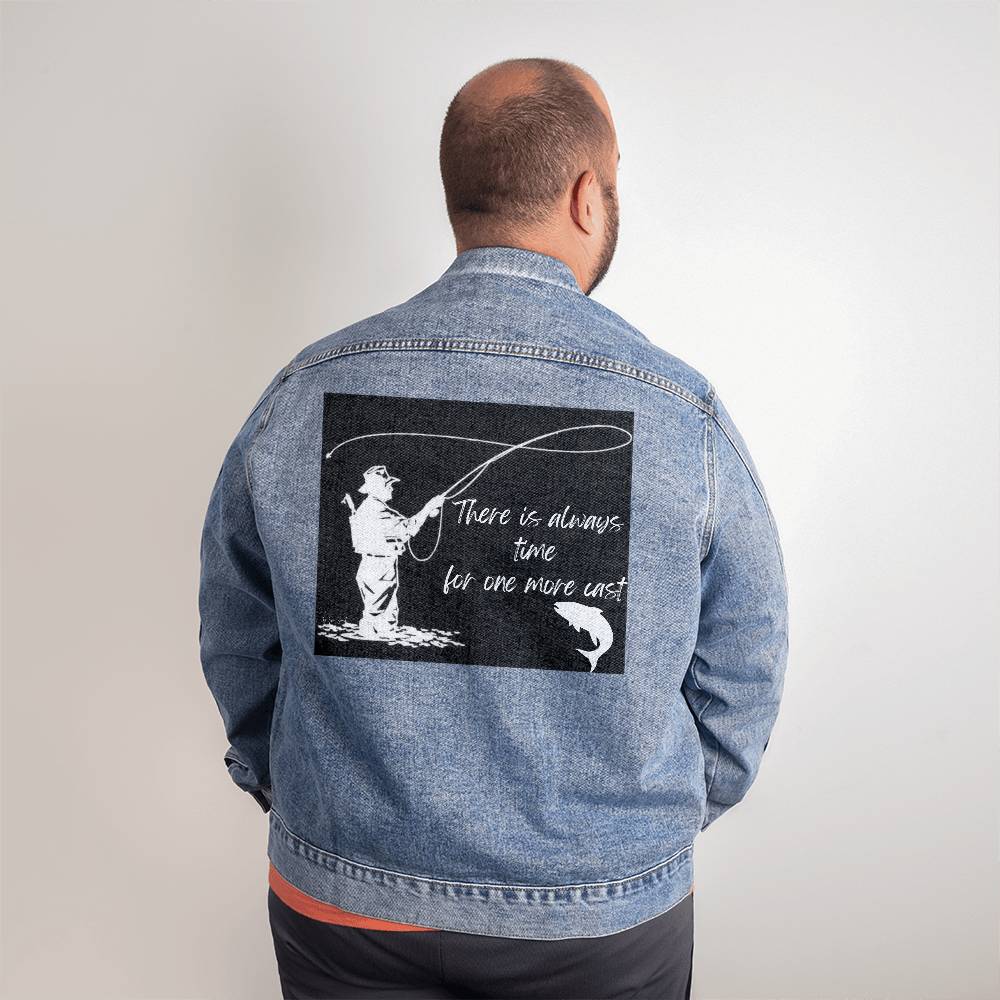 Men Fishing theme jean jacket