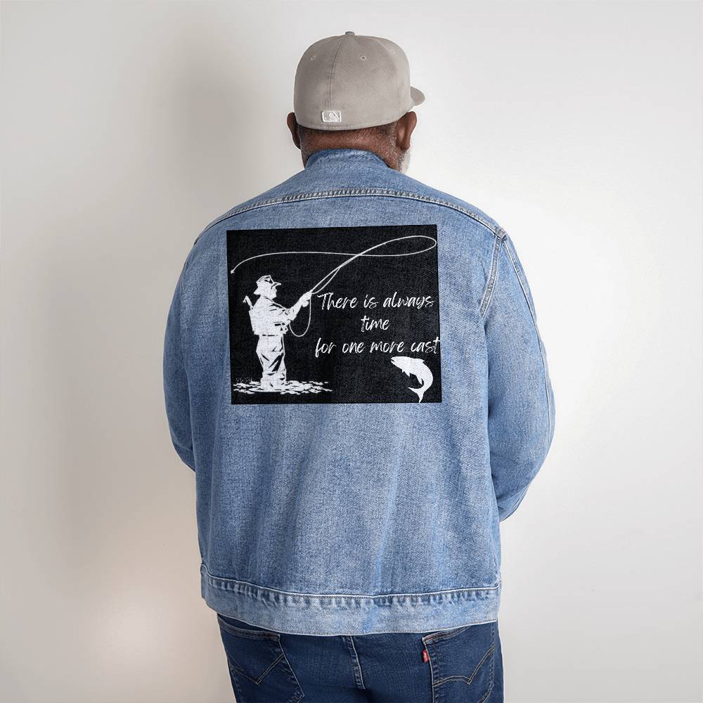 Men Fishing theme jean jacket